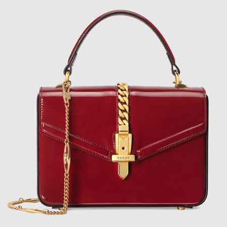 Túi cầm tay nữ Gucci Sylvie 1969 da bóng