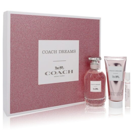 Nước hoa Bộ quà tặng Coach Dreams gồm có: 90 ml (3 oz) Eau De Parfum (EDP) Spray + 100 ml (3.3 oz) Body Lotion + 0.25 oz Mini EDP Spray chính hãng sale giảm giá
